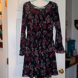 Black flower dress szL